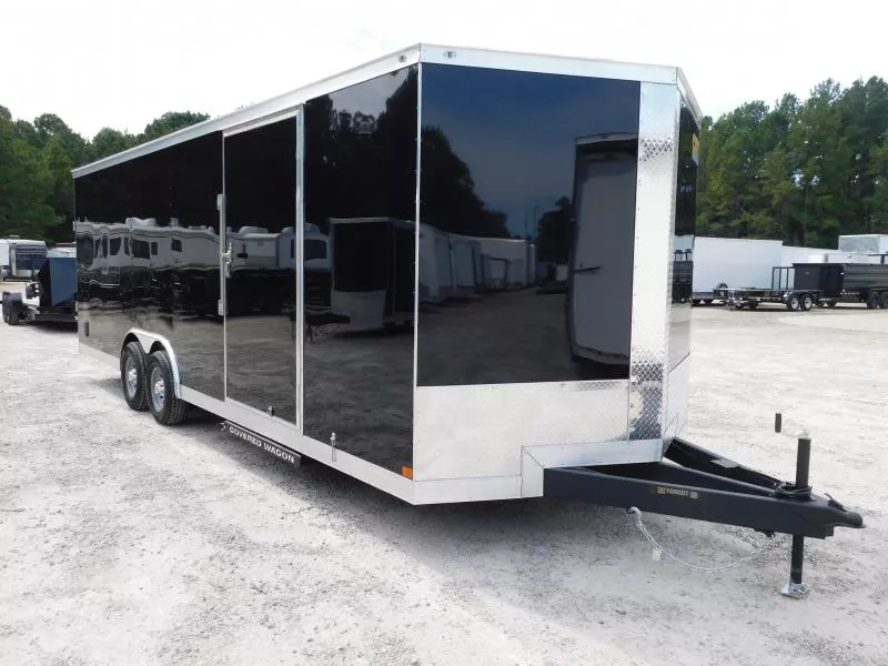 2026 Covered Wagon Trailers 8.5x24 Vnose with 5200lb Axles 7' Inside Car / Racing Trailer