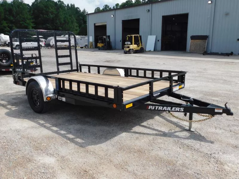 2026 PJ Trailers 83"x12"  with Rear Gate and Side Mount ATV Ramps Utility Trailer