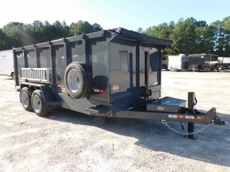 2026 Covered Wagon Trailers Prospector 7x16 Telescoping with 4' Sides 8k Axles Dump Trailer