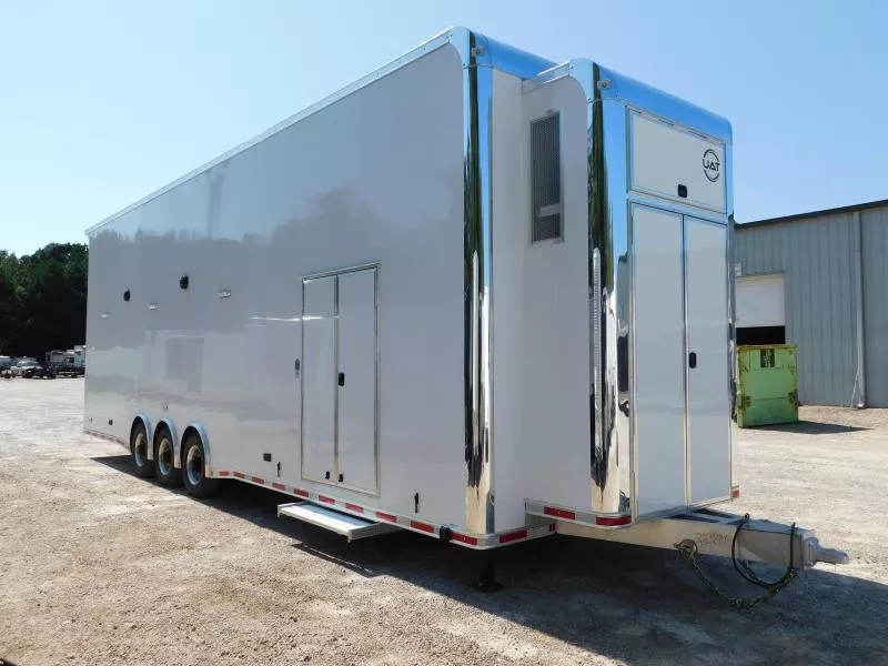 2025 United Trailers UAT 34' Aluminum Stacker Loaded w/24' Dragster Lift  Car / Racing Trailer