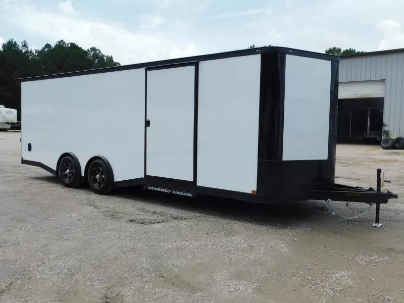 2025 Covered Wagon Trailers Gold Series 8.5x24 Vnose with Ultimate Escape Door  Car / Racing Trailer
