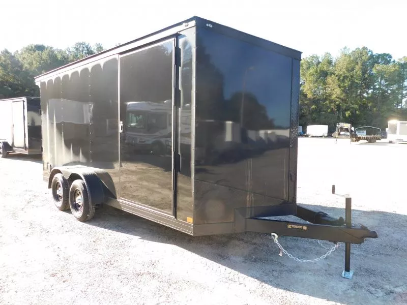 2026 Covered Wagon Trailers Gold Series 7x16 Vnose with Ramp Door Black w/Blackout Cargo / Enclosed Trailer