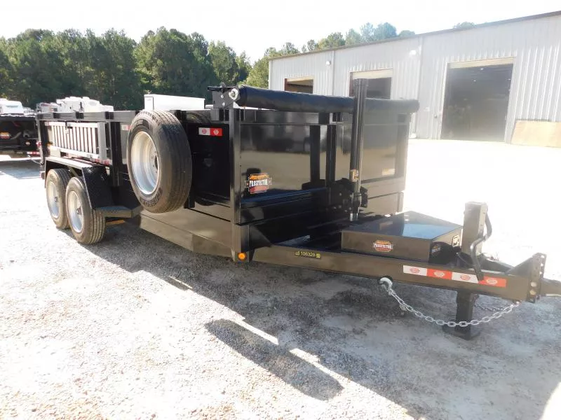 22026 Covered Wagon Prospector 7x16 Telescopingwith 2' Sides 8k Axles Dump Trailer