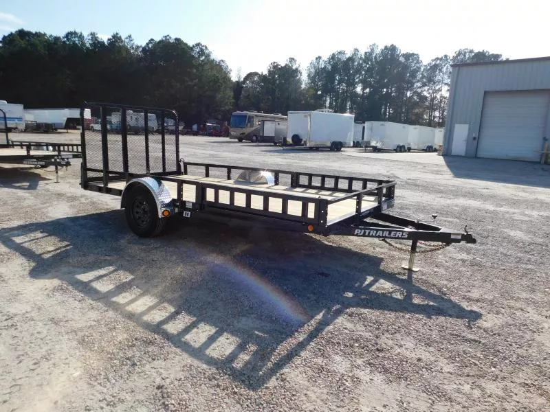 2026 PJ Trailers  83"x14" with Rear Gate and Side Mount ATV Ramps Utility Trailer