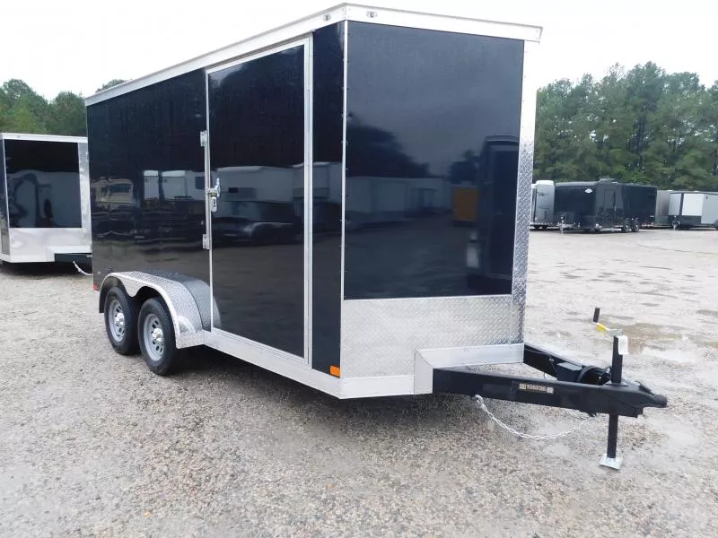 2025 Covered Wagon Trailers 7x14 Vnose Cargo Trailer with Ramp Door 7' Inside Cargo / Enclosed Trailer