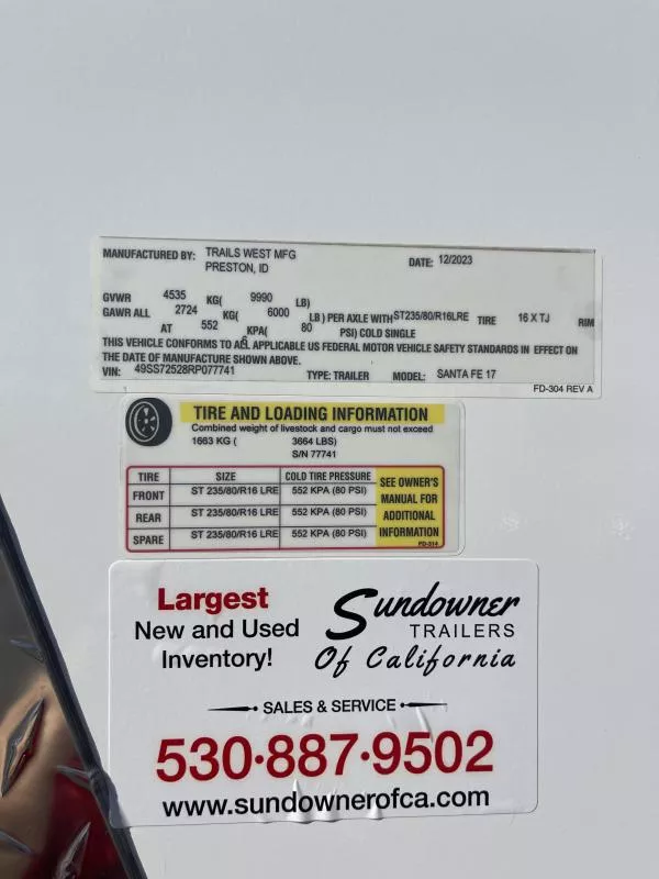 used Horse Trailers Trails West  for sale, in Auburn, CA Thumbnail 3