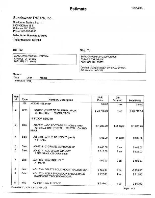 new Horse Trailers Sundowner Trailers  for sale, in Auburn, CA Thumbnail 11