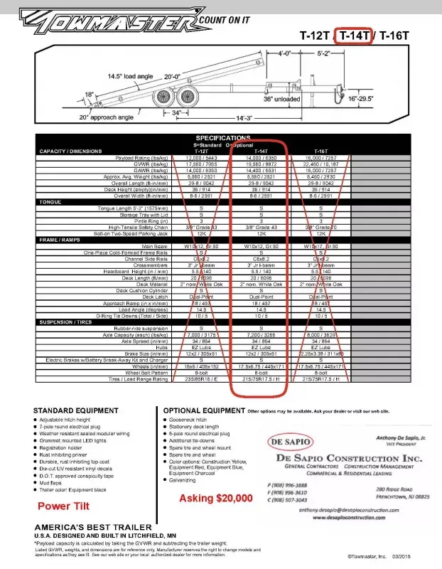 used Tilt Trailers Towmaster Trailers  for sale, in Frenchtown, NJ Thumbnail 3