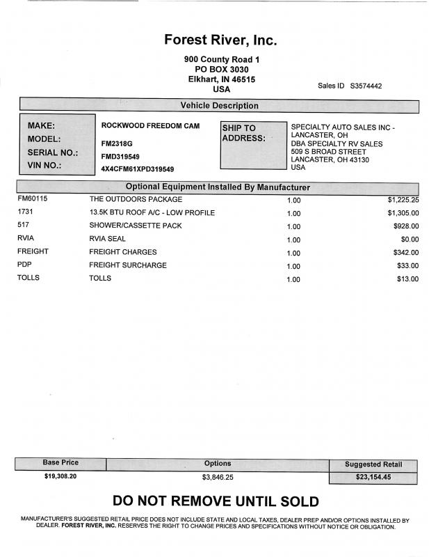 2023 Forest River Rockwood 2318G Popup Camper Specialty Auto & RV Sales RVs In Ohio New
