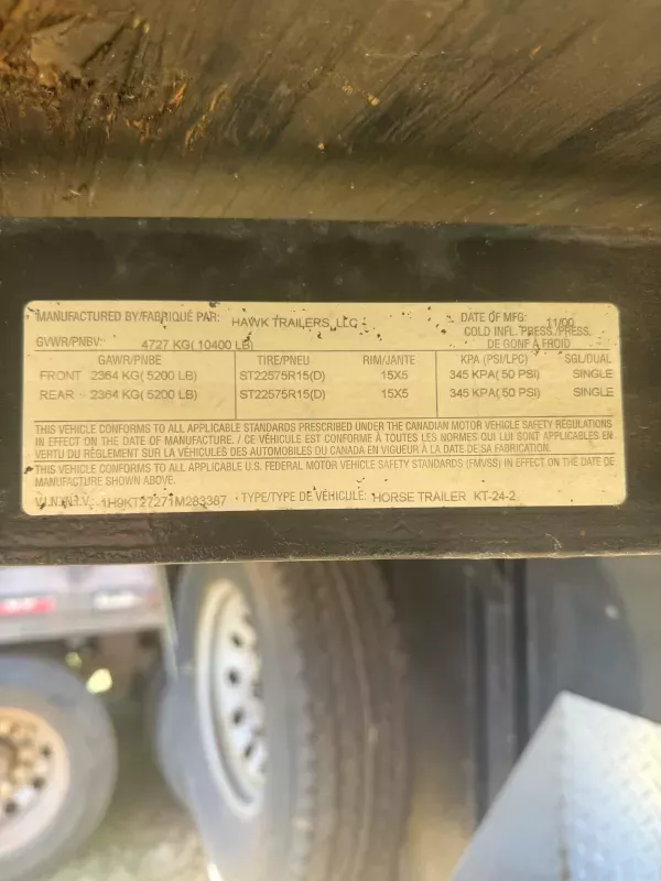 used Horse Trailers Hawk Trailers  for sale, in Shelby, NC Thumbnail 8