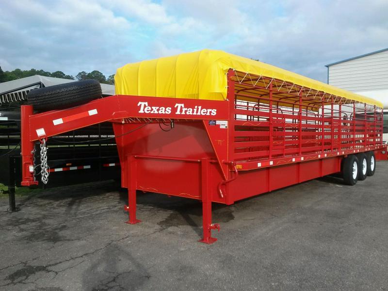 ST3221G TEXAS TRAILERS 32' GOOSENECK STOCK TRAILER W/ TRIPLE AXLES ST3221G TEXAS TRAILERS 32' GOOSENECK STOCK TRAILER W/ TRIPLE AXLES