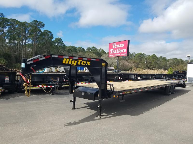 16GN28BK+5MR BIG TEX 33' GOOSENECK FLAT BED W/ MEGA RAMPS & FREE SPARE