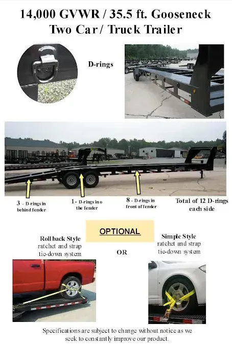 2023 Kaufman Trailers Deluxe 2-Car Gooseneck Trailer General Trailers
