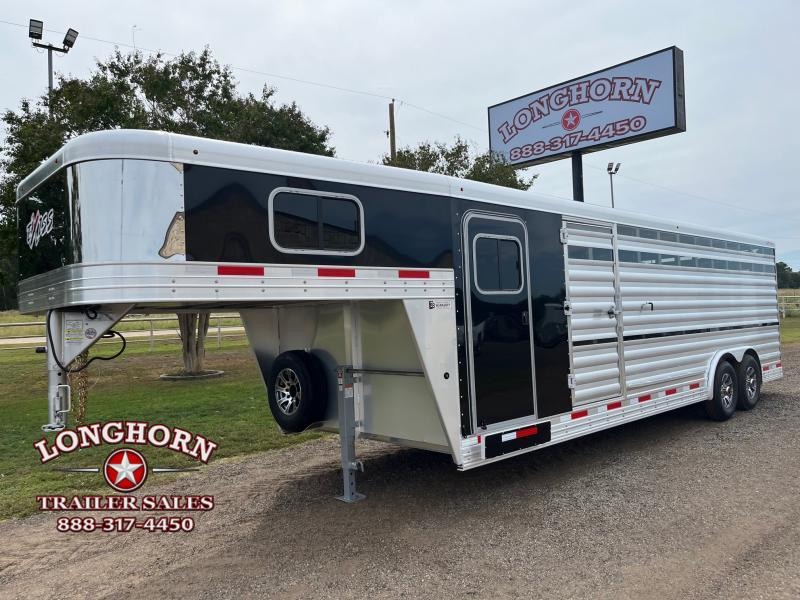 2023 Exiss Trailers 8ft x 25ft Show Cattle with Two Side Ramps Stock / Stock Combo Trailer