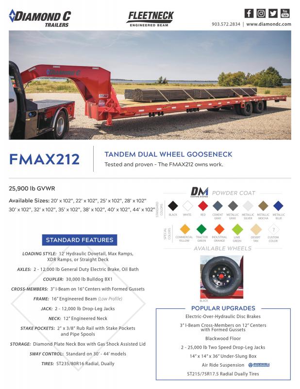 2022 Diamond C Trailers FMAX212 32x102HDT Equipment Trailer Diamond C 2022 Diamond C Trailers FMAX212 32x102HDT Equipment Trailer Diamond C
