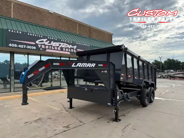 #144419 2025 LAMAR DL 14 X 83 TANDEM AXLE LOW PRO 14K GOOSENECK DUMP W/ 4' SIDES