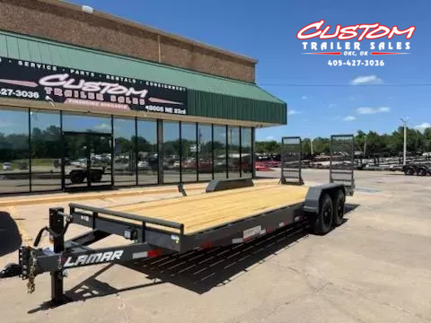 #143663 2025 LAMAR H6 22 X 83 TANDEM AXLE 14K EQUIPMENT HAULER W/ STAND UP RAMPS 1750859527