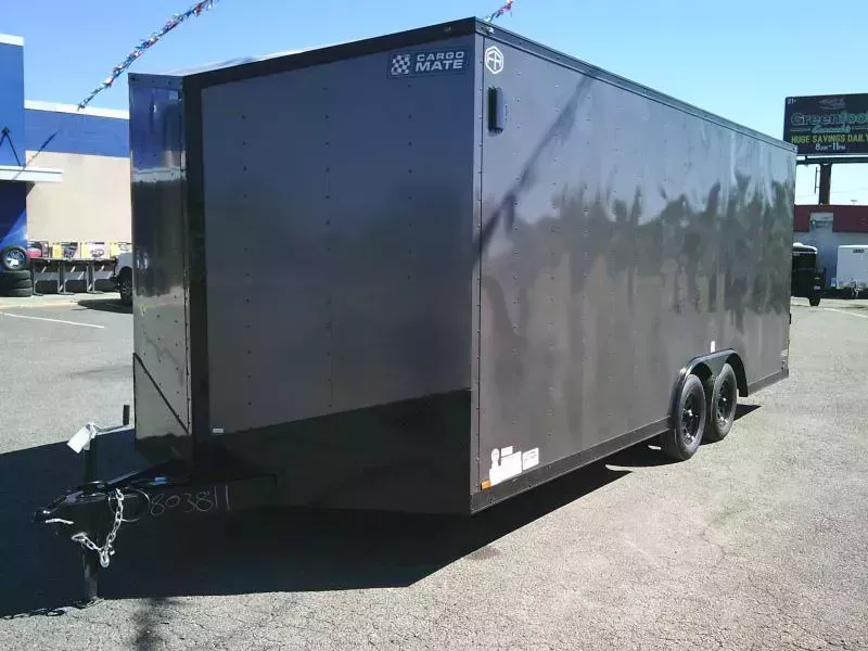 2026 Cargo Mate E-Series  8.5X20 7K With 6" Extra Height / D-Rings / Pure Black Package / Slant Wedge / Ramp Door