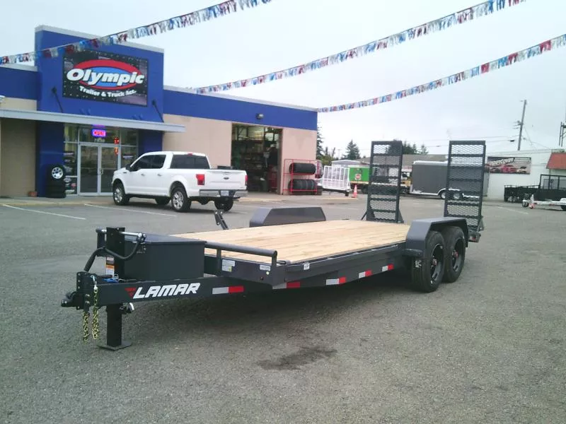 2026 Lamar H6 7x20 16K Equipment Trailer With Dove / HD Stand Up Ramps / Toolbox / D-Rings / Removable Fenders