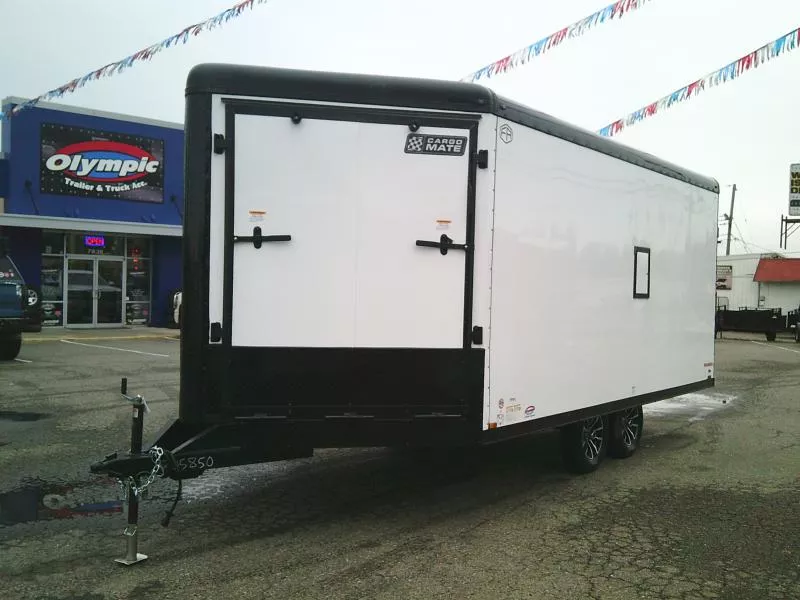 2026 Cargo Mate Snowbird 8.5x20 7K Snowmobile Trailer With 6" Extra Height / Fuel Door / Stabilizer Jacks / Pure Black Pkg / Ramp Doors