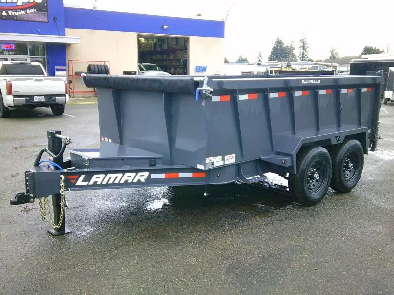 2026 Lamar 7x12 14K / 36" Sides / 7 Gauge / 12" O.C. / 3 Way Pump / Tarp Dump Trailer
