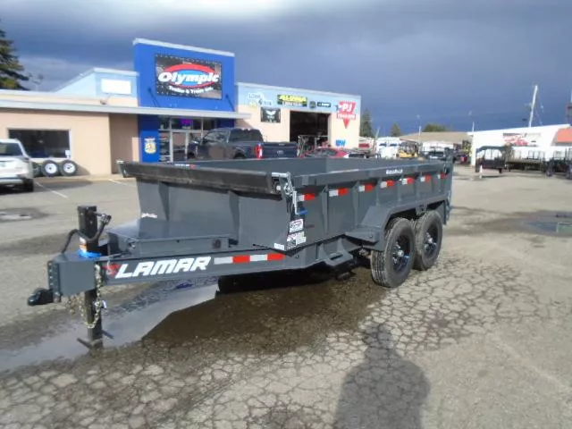 2026 Lamar 7x12 14K / 24" Sides / 7 Gauge / 12" O.C. / 3 Way Pump / Tarp Dump Trailer