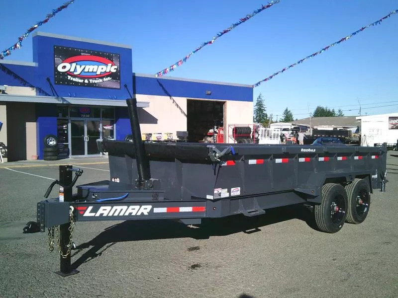 2026 Lamar DT 7x16 16K Telescopic Dump Tarp Kit Ramps Spreader Gate 7 Ga Floor  12" O.C.