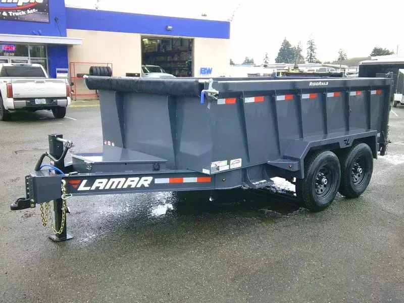 2026 Lamar 7x12 14K Dump Tarp Kit Ramps Spreader Gate  6" Cylinder 7 Ga Floor 12" O.C. 3 Way Pump