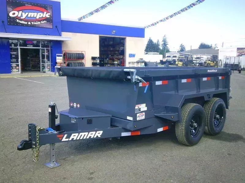 2026 Lamar 5x10 10K / 24" Sides / Tarp / Ramps / Spreader Gate / 3 Way Pump Dump Trailer