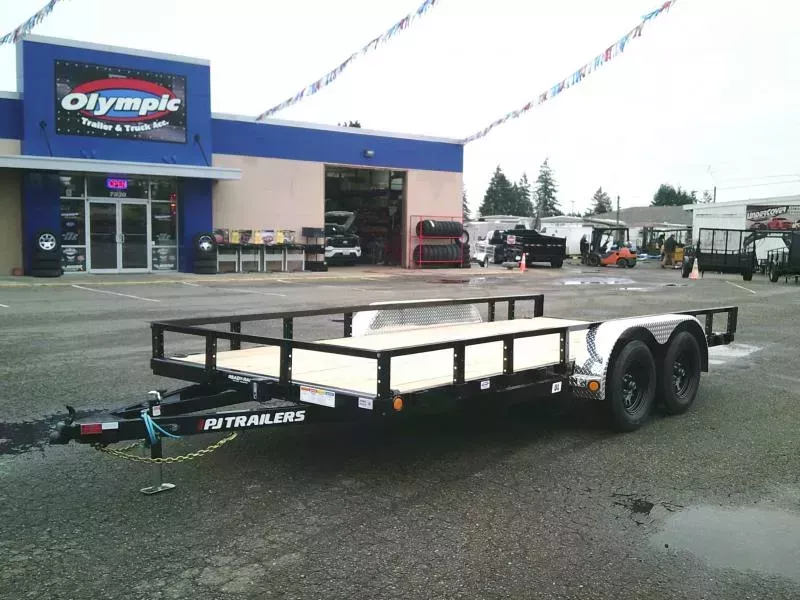 2026 PJ 7x18 7K Car Hauler with Slide in Ramps / D-Rings