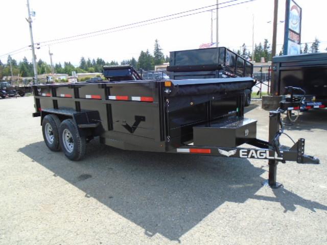 2022 Eagle Black Hawk 7x14 14K Dump Trailer with Tarp / D-Rings / Ramps / Spare Tire Mount 2022 Eagle Black Hawk 7x14 14K Dump Trailer with Tarp / D-Rings / Ramps / Spare Tire Mount