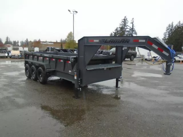 2026 Lamar 7x16 21K / Gooseneck / 7 Gauge Floor Dump Trailer