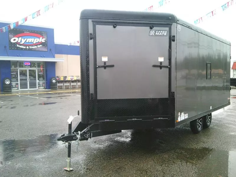 2026 Cargo Mate Snowbird 8.5x20 7K Snowmobile Trailer With 6" Extra Height / Fuel Door / Stabilizer Jacks / Pure Black Pkg / Ramp Doors