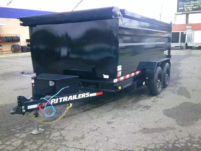 2026 PJ 7x14 14K Dump With Tarp Kit / Ramps / Spreader Gate / 4' Sides / Support Stands