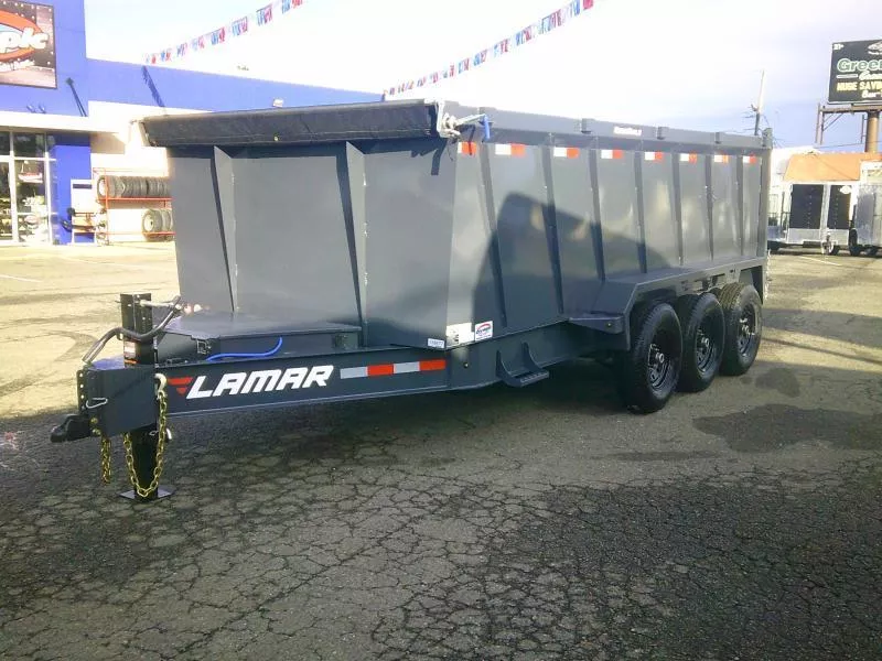 2026 Lamar 7x16 21K / 48" Sides / 6" Cylinder / Support Stands / 7 Gauge Floor / 3 Way Pump Dump Trailer