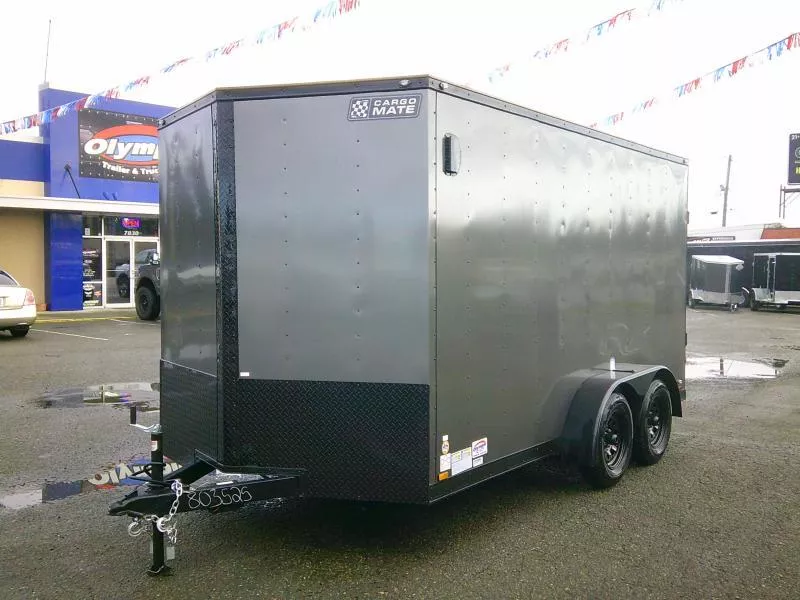 2026 Cargo Mate E-Series 7x14 7K Wedge With 6" Extra Height / Stabilizer Jacks / Pure Black Pkg / Ramp Door