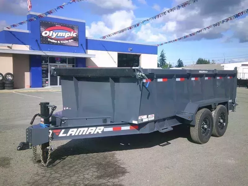 2026 Lamar 7x14 14K / 36" Sides / 6" Cylinder / 3 Way Pump / 7 Gauge Floor Dump Trailer DUMP SALE