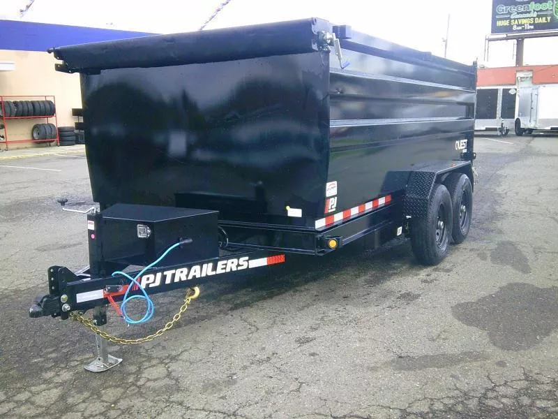 2026 PJ 7x14 14K Dump With Tarp Kit / Ramps / Spreader Gate / 4' Sides / Support Stands