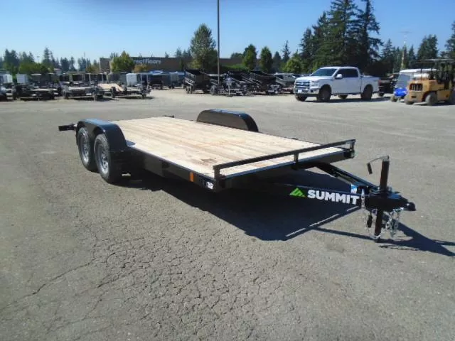 2026 Summit Alpine 7x16 7K Flatbed Car Hauler with Removable Fenders
