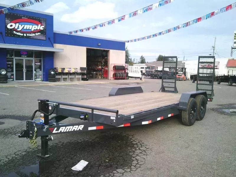 2026 Lamar H6 7x18 14K Equipment Trailer With Dove / HD Stand Up Ramps / Removable Fenders