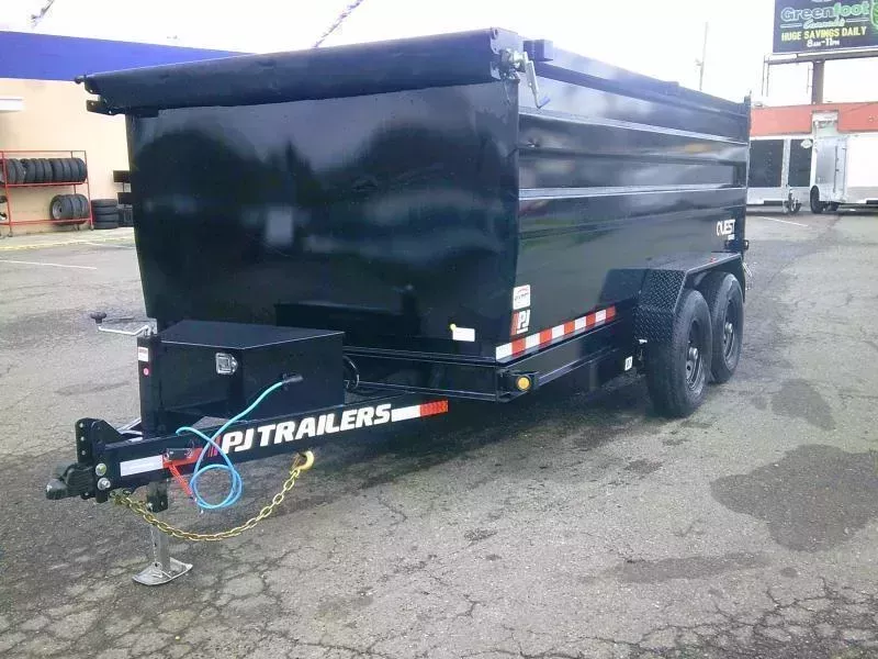 2026 PJ 7x14 14K Dump With Tarp Kit / Ramps / Spreader Gate / 4' Sides / Support Stands