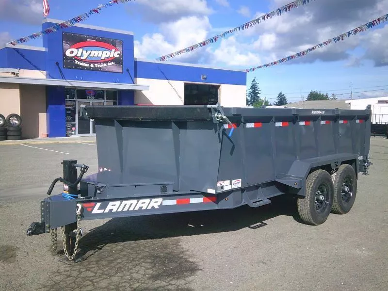 2026 Lamar 7x14 14K / 36" Sides / 3 Way Pump / 7 Gauge Floor Dump Trailer