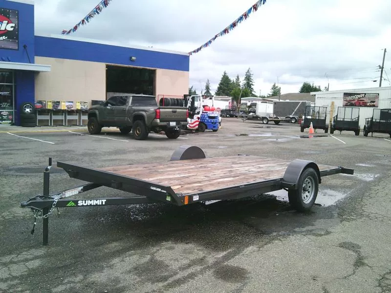 USED 2025 Summit Cascade 7x14 3.5K Flatbed Trailer With ATV Ramps