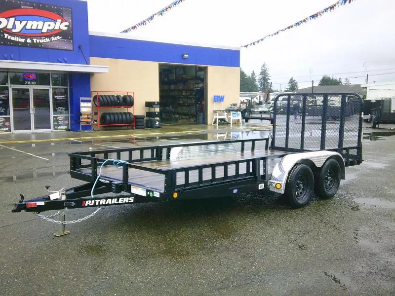 2026 PJ 7x16 7K Utility Trailer With Side Mount ATV Ramps