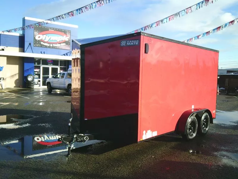 2026 Cargo Mate E-Series 7x14 7K Wedge With 6" Extra Height / Stabilizer Jacks / Pure Black Pkg / Ramp Door