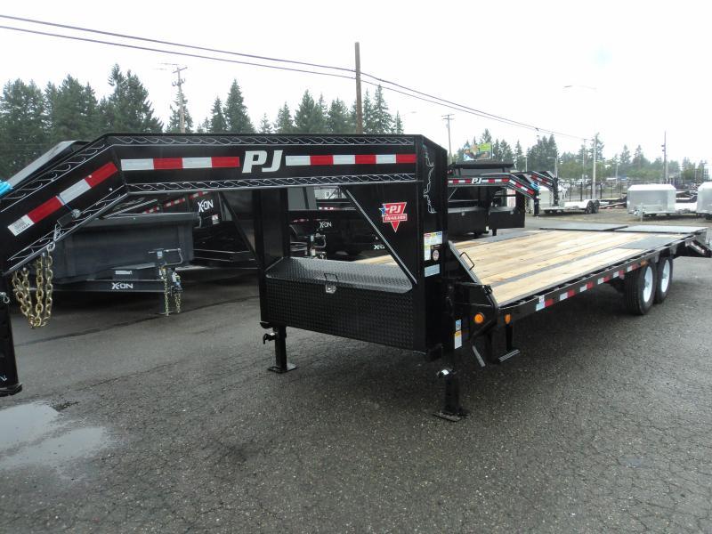 2023 PJ LS 8.5x25 Gooseneck Flatdeck with Monster Ramps / Winch Plate 2023 PJ LS 8.5x25 Gooseneck Flatdeck with Monster Ramps / Winch Plate