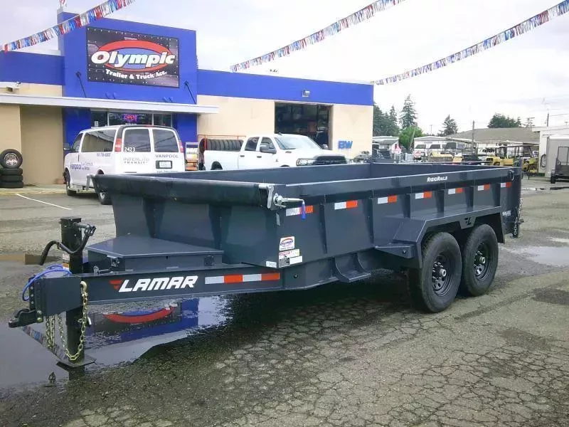 2026 Lamar 7x14 14K / 7 Gauge / 12" O.C. / 3 Way Pump / Support Stands / 6" Cylinder Dump Trailer