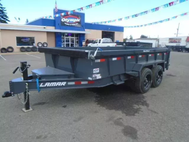 2026 Lamar 7x14 16K / 6" Cylinder / Support Stands / 7 Gauge Floor / 3 Way Pump Dump Trailer