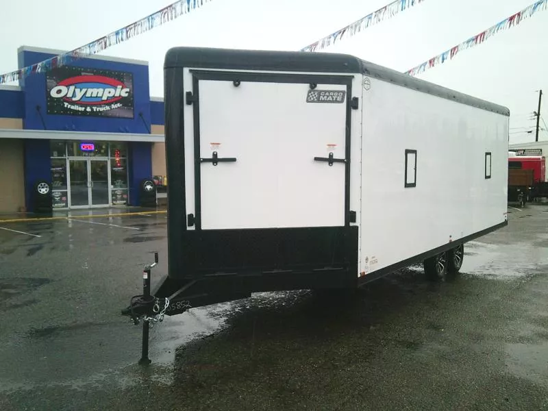 2026 Cargo Mate 8.5X26 7K Snowmobile Trailer With Ramp Doors / Pure Black Package