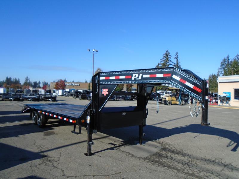 2021 PJ LS 8.5x25 Gooseneck Flatdeck with Monster Ramps / Winch Plate 2021 PJ LS 8.5x25 Gooseneck Flatdeck with Monster Ramps / Winch Plate